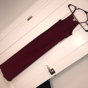 Wine red midi dress